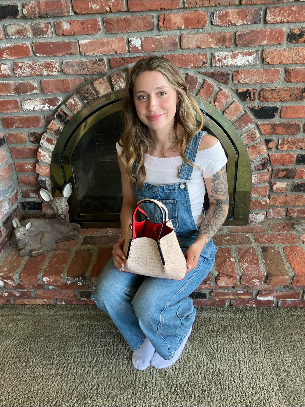 Christian Louboutin Beige Croc-Embossed mini tote LIKE NEW ! - Picture 10 of 11